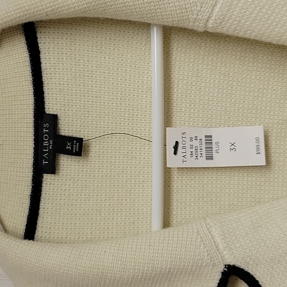 Talbots Black and Cream Open Front  Sweater Jacket 3X New With Tags - Picture 3 of 7